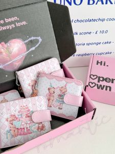 Ví Da PU Dễ Thương Hình Gấu Hoạt Hình Cho Bé Gái Ví Đựng Thẻ Ngắn Hai Gấp Đa Năng Ví Đựng Tiền Xu Tiện Lợi Cho Học Sinh