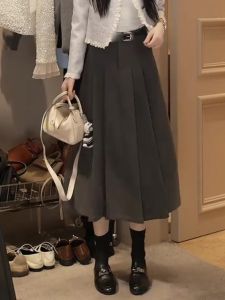 กระโปรงทรงเอเอวสูง Oajer Flagship Store แฟชั่นฤดูใบไม้ร่วงเริ่มต้น กระโปรงทรงร่มสไตล์ย้อนยุค กระโปรงทรงเอสุดเก๋