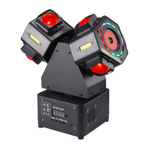 Dual-Head Mini Moving Head Light 120W LED Laser Strobe DMX512 Sound Activated Stage Lighting for Party DJ Bar Wedding Club Show