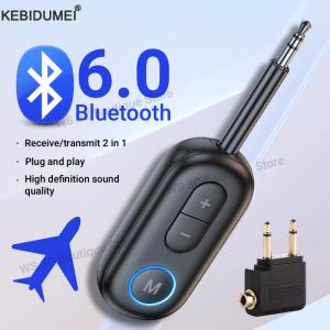 Bluetooth 6.0 Audio Transmitter Receiver 3.5MM AUX Hifi Stereo Music Wireless Adapter With Mic For Car Airplane TV PC Headphone