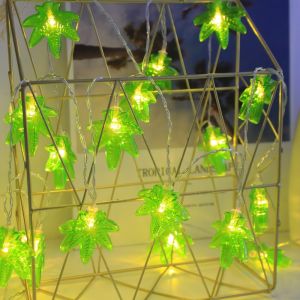 1PC 10/20 LED Green Leaf Fairy Lights Battery-Powered Used for Christmas Hanukkah Thanksgiving New Year Harvest Decoration