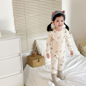 Thickened Pure Cotton High Waist Warm Baby Underwear Set for Girls Cartoon Design Autumn Winter Clothes Toddler Kids Innerwear