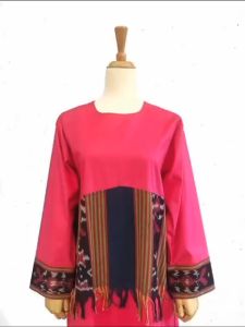 Minea gamis tenun kombinasi katun linen Afwan