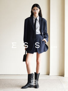 Architects ESSLIFE Eastman Handmade Shoulder Wide Lapel Acetate Suit Skirt Set Commute Style Straight Leg Pocket Detail