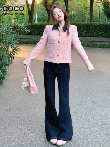 High Waist Bell Bottom Denim Jeans Womens Spring Autumn New Style Worn Feeling Long Pants Comfortable Fit Deep And Light Color