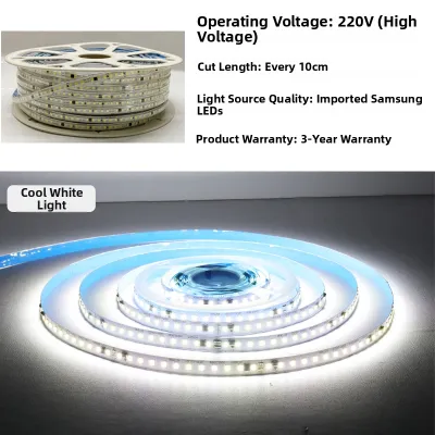 220V Self-Adhesive Light Strip Led Soft Strip Ultra-Thin 8mm Super Bright 2835 Background Line Light Slot Showcase Drive-Free Patch