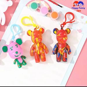 TOY😊พร้อมส่ง💯 ชุดระบายสีพวงกุญแจรูปหมี พลาสติก พร้อมสีและพู่กัน คละสี / คละไซส์ Painting Doll ระบายสีหมี เพ้นท์หมี ฝึกศิลปะ ของเล่น