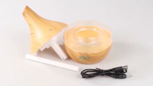 Air Humidifier Aromaterapi Ultrasonic Model Kayu Wood Grain 300 ml | Air humidifier aroma therapy meja kerja belajar ruang tamu kamar tidur | Taffware HUMI - K-H98