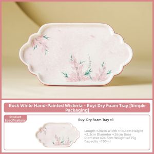JISU | Hand Painted Purple Wisteria Ceramic Tea Tray Small