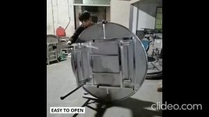 1.5M Stainless Steel Folding Table Banquet Table Dining Table Meja Lipat Bulat Mudah Alih Study Function Round Table
