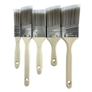 5pcs Double Thick Paint Brush Set Wood Stain Brushes for Painting Walls and Fence Staining Wooden Handle Masonry Paint Brush