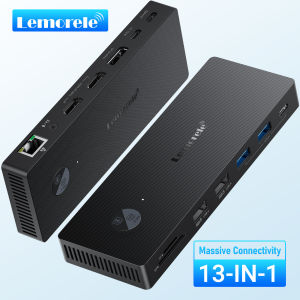Lemorele | Lemorele 13 Port USB HUB 2 HDMI DP 4K 60Hz Adapter RJ45 10Gbps Splitter USB C HUB 3.0 PD 100W Charger Docking Station for Laptop