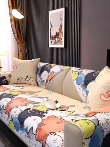 Cotton Sofa Cushion Cover L Shape Slipcover Sofa Protector Cover Non-slip Couch Mat Sarung Kusyen