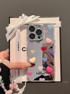 Ốp Lưng iPhone 16 pro Max Có Gương Và Dây Đeo Tay Hình Trái Tim 3D Bảo Vệ Toàn Diện Cho Apple 17 pro 14 plus 13 Phụ Kiện Làm Đẹp Cho Nữ