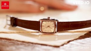 Đồng Hồ Nữ Chính Hãng Julius Cao Cấp Dây Da Mặt Chữ Nhật Chống Nước Kính Khoáng Đường Kính 23*27.5mm JA-1364C (Nâu)