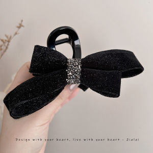 Black Velvet Rhinestone Grip Large Hair Clip Female 2023 New Arrival Back Head Fall and Winter Fancy Shark Clip Headdress