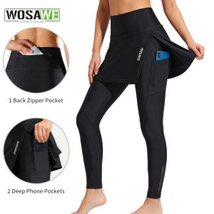 WOSAWE | WOSAWE Womens Cycling Skirt Tights with Padded 2 in 1 Cycling Pants Summer MTB Bicycle Skirts Leggings Sportswear with Pockets