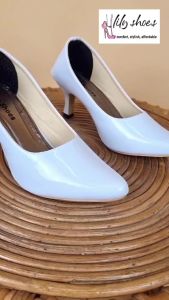 DALLEYA COLLECTION - Bonay Glossy Real Pict Sepatu Pantofel Kerja Wanita Hak Tinggi Putih Merah Ungu by lily shoes