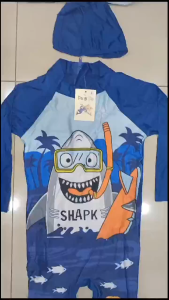 BAJU RENANG ANAK COWOK TERUSAN PANJANG DENGAN TOPI RENANG BAHAN TEBAL CEPAT KERING
