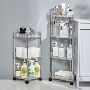 Bathroom Trolley Rack Floor Multi-Layer Toilet Corner Toilet Transparent Triangle Corner Storage Rack