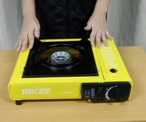 Portable Butane Gas Stove Sleek Design Powerful Performance Black Stove with Control Knob and Carrying Case