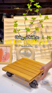 Đế Lót Chậu Cây Có Bánh Xe ANKAN Hình Vuông Chịu tải 80Kg Di Chuyển Chậu Cây Vật Nặng Trong Nhà Màu Vàng Nắng