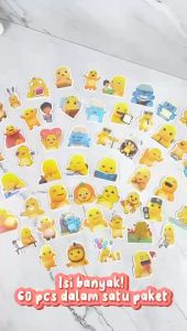 Stiker Anak Nailong Dino Kuning Vinyl Waterproof 60pcs Sticker Kartun Nailong Lucu TZ01