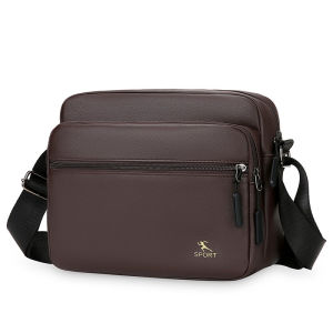 Casual Crossbody Soft Leather Mens Bag Waterproof PU Business Wallet Shoulder Bag Fashionable Horizontal Korean Style