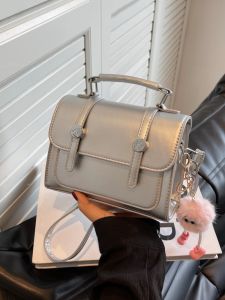 Trendy British Style Commuter Bag Womens Handbag Soft PU Material Pure Color Casual Single Shoulder Crossbody Bag