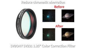 SVBONY SV231 Correct Chromatic Aberration Filter 1.25&2 inches AR anti-reflection coating 300-1200/NM wavelength Clear Aperture Reduces Edge Color Chromatic Aberration for astronomical observation OTA or Single ED Refractors