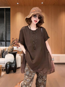 Semi Sheer Side Slit Comfortable T-shirt