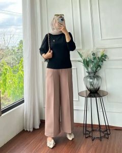 Celana kulot scuba premium tebal celana kerja wanita standar celana panjang wanita model highwaist nyaman jumbo