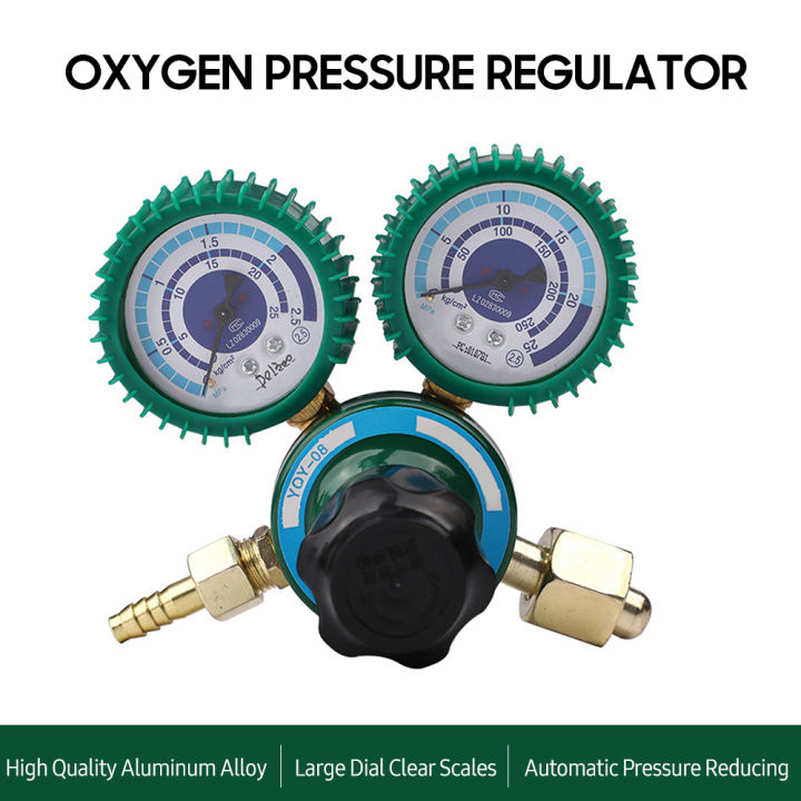 YQY-08 Oxygen Pressure Regulator 0-2.5MPa Welding Gas O2 Pressure Gauge ...