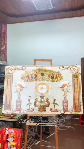 Khung tranh thờ tranh bàn thờ tranh tủ thờ Tranh treo tường phòng thờ trúc chỉ gia tiên tráng gương TQC35