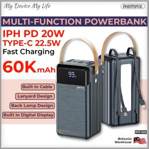 REMAX RPP-565 Built in Cable Powerbank PD 20W + QC 22.5W Fast Charging Lithium Polymer Back Lamp Design Straightway Boardinge Type-C Iph Input