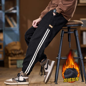 กางเกงลำลองชายบุขนแกะ กางเกงขายาวทรงหลวม ทรงฮาราจูกุ ทรงลำลอง ฤดูใบไม้ร่วง/ฤดูหนาว กางเกงขายาวทรงลำลอง