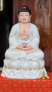 Tượng A Di Đà bằng sứ đức hóa cao cấp ngồi trên đài sen (3 cỡ: Cao 30cm Cao 35cm Cao 40cm)