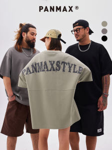 เสื้อยืดคอกลมแขนสั้นลายตัวอักษรสีพื้นสไตล์อเมริกัน Panmax สำหรับผู้ชาย ทรงหลวม ระบายอากาศได้ดี ใส่สบาย สำหรับฤดูร้อน