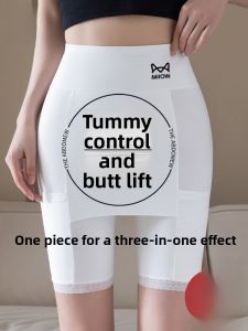 miiow | Cat Woman Seamless Abdomen Safety Pants Underwear Two-In-One Women Summer Anti-Light Triangle Area Butt Lifting Abdomen Control Base Layer Pants