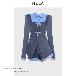 Hela พลัสไซส์ ฤดูใบไม้ผลิ ฤดูร้อน ลูกไม้ ตัดแต่ง ชุดสูท เสื้อแจ็คเก็ต และ กางเกงขาสั้น ชุด ผู้หญิง ชุดแฟชั่นสองชิ้นปลอมสไตล์พร็อพ