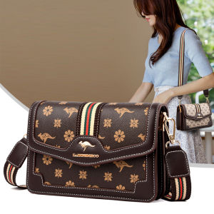 Fashionable Kangaroo Brand Leather Crossbody Bag Single Shoulder Handbag Womens Bag Korean Style 2024 New Model Versatile Mom Bag