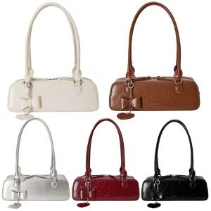 Women PU Leather Crossbody Bag Hobo Shoulder Purse with Heart Pendant Elegant Design for Casual and Formal Use