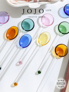 Thìa Thủy Tinh Nhiều Màu Sắc Dài Tay Thìa Đánh Cà Phê JOJOS L. PD.Nongfu Phụ Kiện Nhà Bếp Thiết Yếu Cho Gia Đình