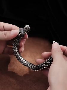 20cm Gelang pria naga Gaya Vintage Gelang Rantai Kepala Naga Gelang Rantai Naga