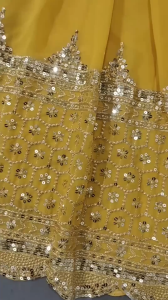[PRE ORDER : 10 DAYS] Fully Stitched Faux Georgette Anarkali Gown with Dupatta Set | 5mm Embroidery Sequence Work Ready to Wear Festive Dress Free Size XL | 194 |