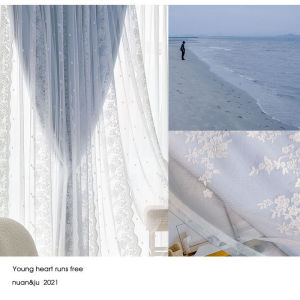 French Lace Full Blackout Living Bedroom Curtains Two-layer Fabric