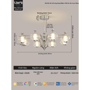 FANZHEN | Đèn chùm phong cách Bauhaus mạ chrome tối giản
