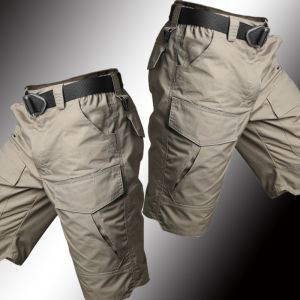 Summer Camouflage Tactical Shorts Mens Outdoor Workwear Pants Multiple Pockets Utility Windbreaker Pants Straight Leg Short Pants