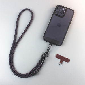 Outdoor Hiking Crossbody Dark Purple 7mm Woven Mobile Phone Lanyard Halterneck Solid Anti-Lost Mobile Phone Strap Wrist Strap for Women