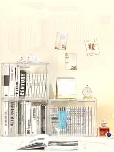 Clear Acrylic Storage Box Stackable Transparent Organizer with Door for CD Book Magazine Cosmetics & Desktop Display